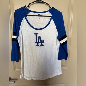Women's LA Dodgers Blue and White Long Sleeve Tee
